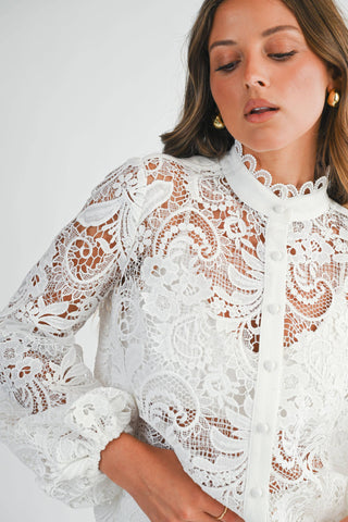 Lace Button-Up Blouse