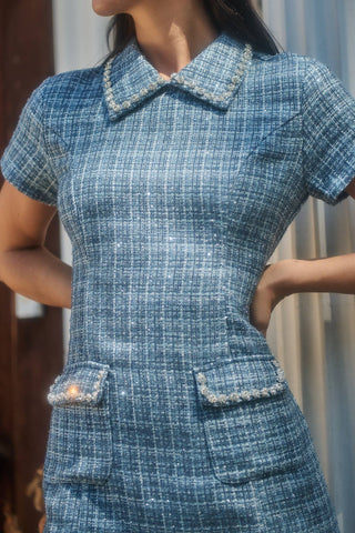 Haley Astery Tweed Collar Mini Dress