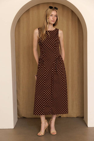 Sasha Polka Dot Fit & Flare Midi Dress