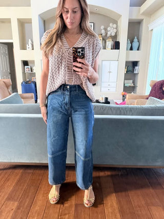 Dark Wash Barrel Jeans – view 2 – Into The Palms