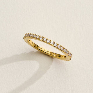 18K Gold Filled CZ Eternity Band Look Ring | Dainty Stackable Diamond Look Ring