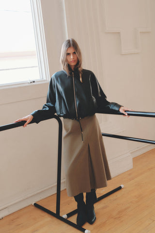 The Lizette Jacket | Pleather Drawstring Bomber Jacket