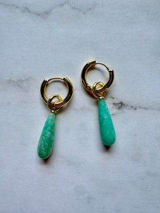 Amara Gemstone Drop Huggie Hoop Earrings