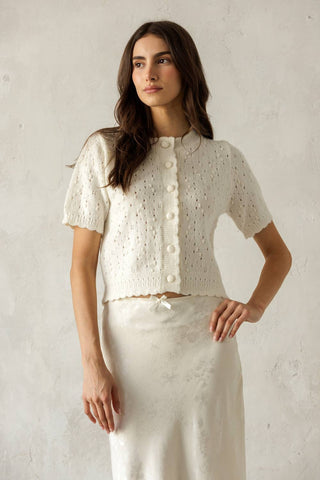 Pointelle Knit Cardigan
