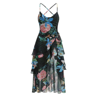 Fleurette Floral Tiered Chiffon Midi Dress