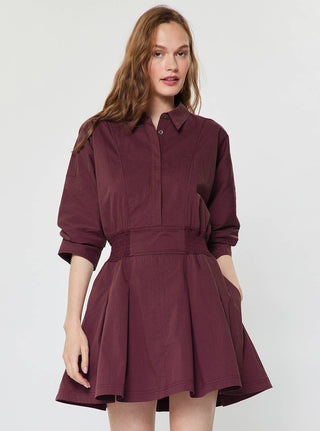 Bordeaux Flared Shirt Dress