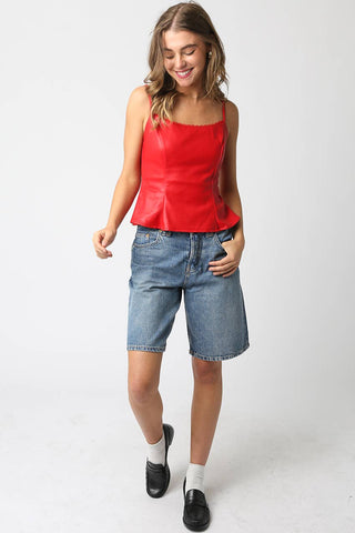 Stacy Faux Leather Peplum Top