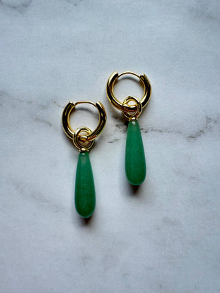 Amara Gemstone Drop Huggie Hoop Earrings