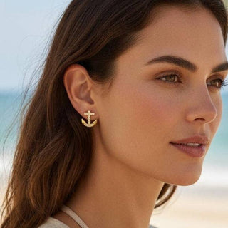 Marina Anchor Stud Earrings – view 3 – Into The Palms