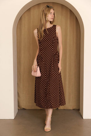 Sasha Polka Dot Fit & Flare Midi Dress
