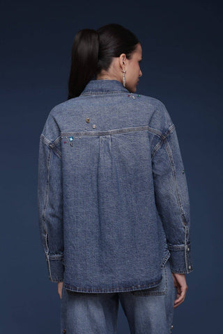 Bejeweled Denim Shirt