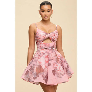 Provence Petals Mini Cutout Dress