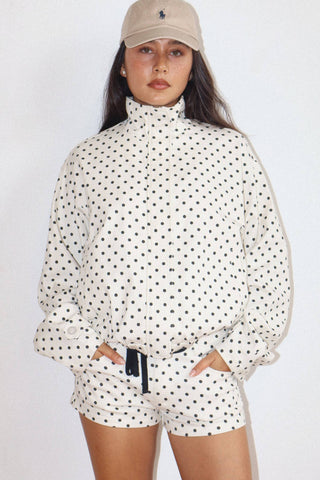 Polka Dot Zip-Up Jacket
