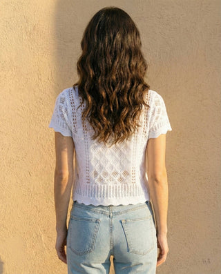 Diamond Openwork Button Front Cardigan Top – view 5 – Into The Palms