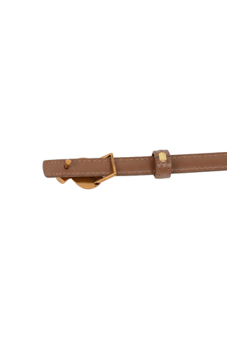 Slim Leather Belt with Knot Buckle and Polished Gold Detail