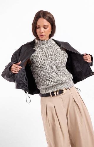 Academy Faux Leather Bomber