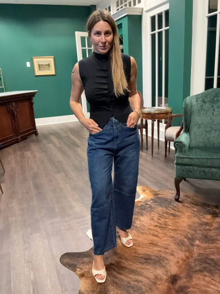 Dark Wash Barrel Jeans – view 3 – Into The Palms
