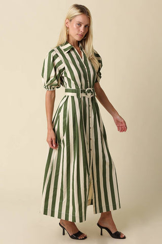 Cora Belted Stripe Maxi Dress