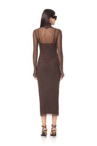 Shailene Studded Mesh Dress - Espresso by AFRM