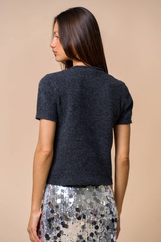 Rhinestone Bow Sweater Top