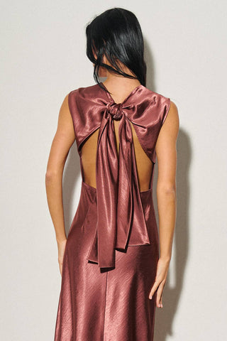 Sabine Satin Tie-Back Maxi Dress
