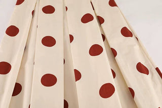 Vintage Polka Dot Cotton High Waist Midi Skirt