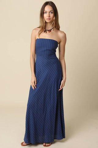 Braden Stripe Strapless Maxi Dress