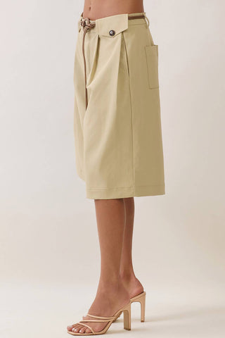 Envy Belted Wide-Leg Bermuda Shorts