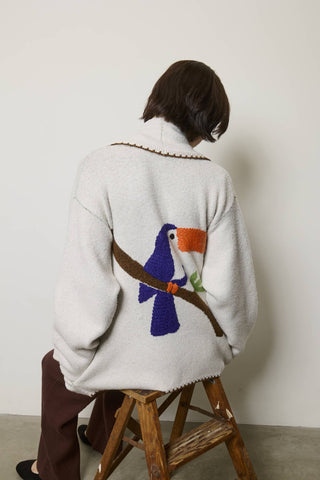 Toucan Embroidered Shawl Cardigan
