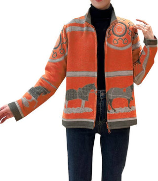 Giddy Up Zipper Sweater - orange