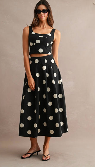 Coco Polka Dot Skirt and Crop Top Set