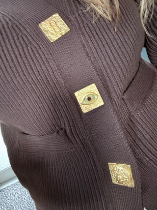 Sculptural Hardware Ribbed Knit Cardigan – view 5 – Into The Palms