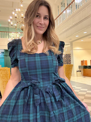 Highland Haven Tartan Plaid Midi Dress