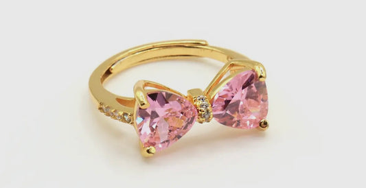 Pink Crystal Bow Ring