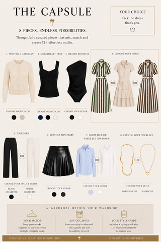 Palm Capsule Wardrobe - 8 Pieces - Small, Medium or Large