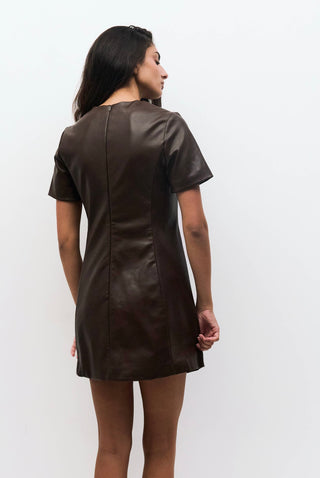 The Rebekah Dress | Pleather Short Sleeve Mini Dress