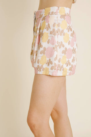 Rose Garden Jacquard Peplum Top & Shorts Set