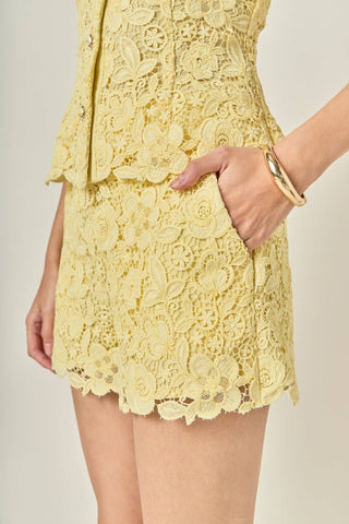 Floral Lace Halter Top & Shorts Set