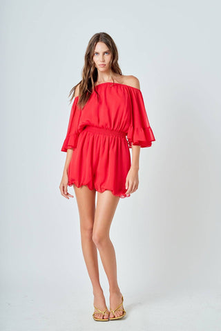 Ruffled Sleeve Romper