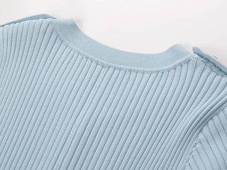 Ribbed Knit Belted Midi Dress Short Sleeve