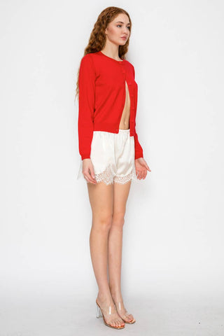 Satin Lace Trim Lounge Shorts