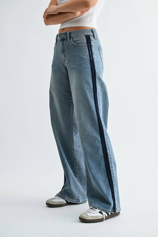 Tuxedo Sweat Pants Jeans - Mid-rise