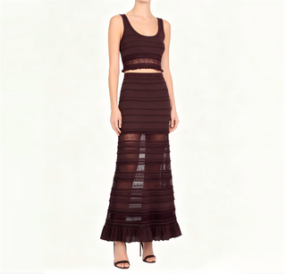 The Varenna Set - Lace Knit Cropped Top and Openwork Maxi Skirt
