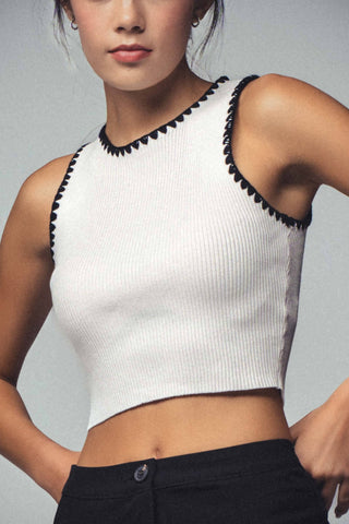 Scalloped Ribbed Knit Crop Top