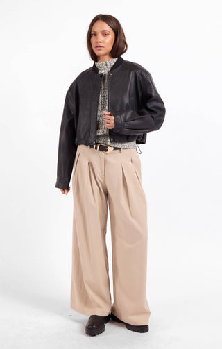Academy Faux Leather Bomber