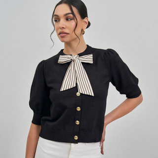 Nantucket Satin Tie Neck Cardigan