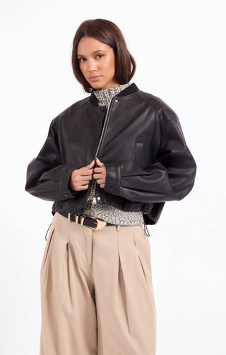 Academy Faux Leather Bomber