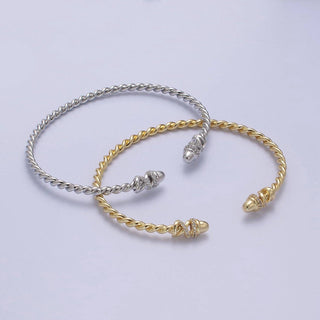 Adjustable Gold Twisted Rope Bracelet Dainty Silver Cuff Ban