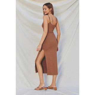 Ribbed Knit Bodycon Maxi Dress – styled look – Into The Palms boutique