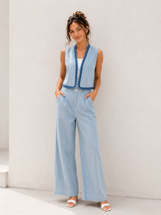 Seaside Stripe Wide-Leg Pants